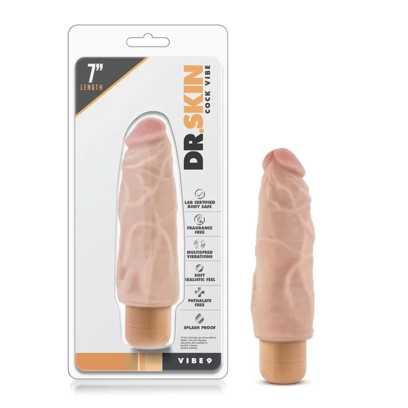 Dr Skin Cock Vibe Vibrating Cock Beige Vibrator 7.5" - Beige