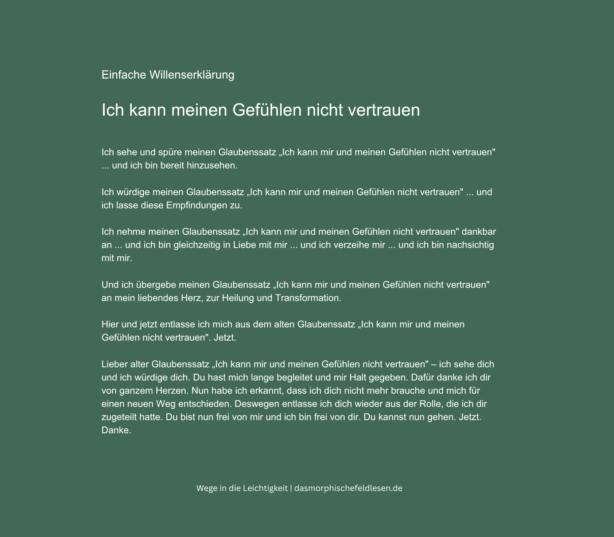 Einfache Willenserklärung zum Thema Gefühle nicht spüren können — zum Nachsprechen