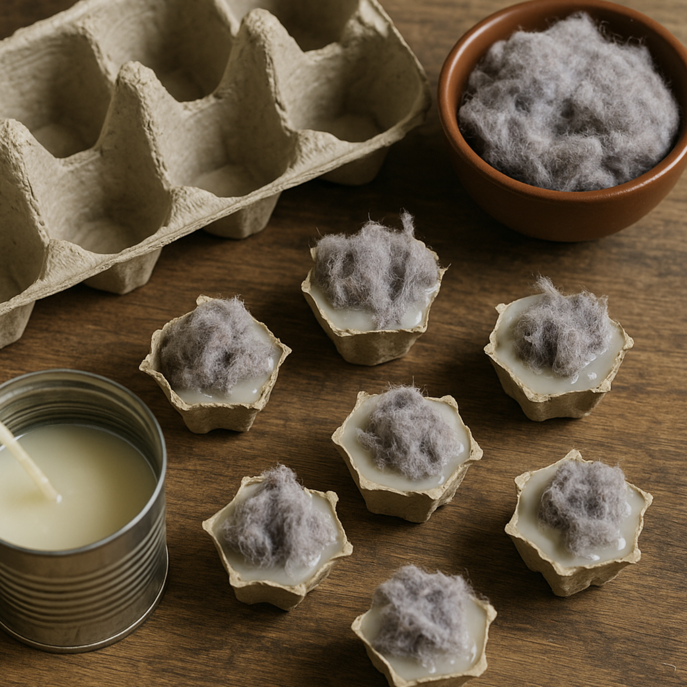 Homemade Fire Starters from Dryer Lint and Egg Cartons
