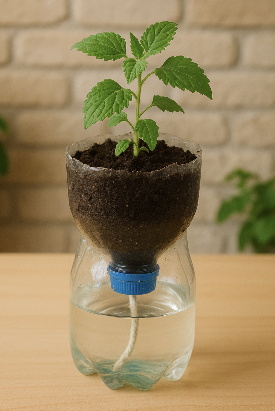A Wabi-Sabi Self-Watering Planter from a Plastic Bottle