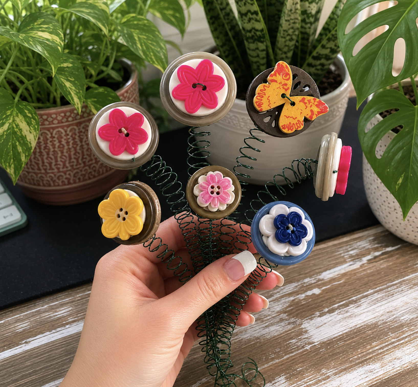 The Gentle Art of Turning Spare Buttons into Whimsical Plant Picks