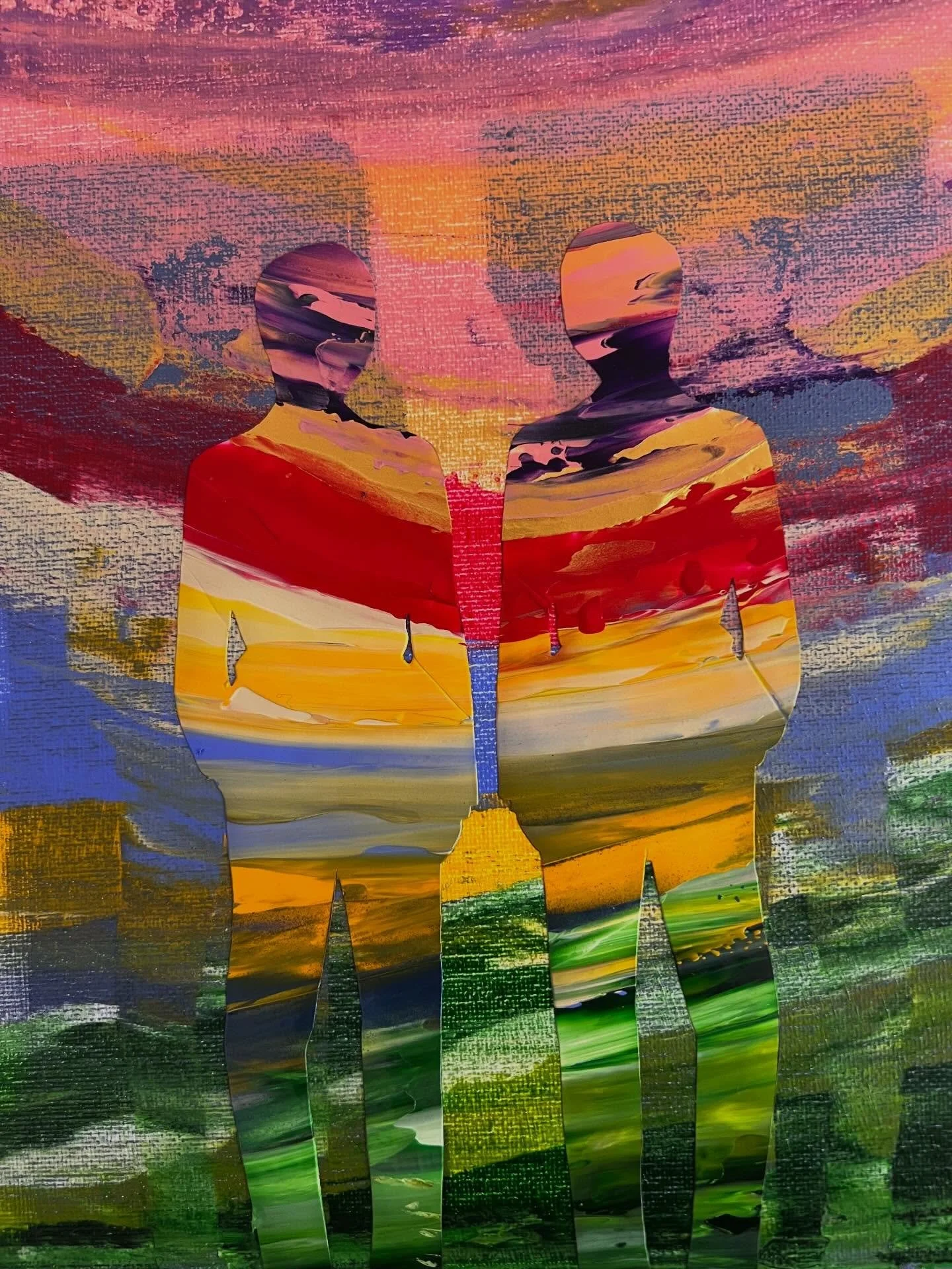 Heart-to-Heart 👤❤️👤, Acrylic on canvas, 12x12