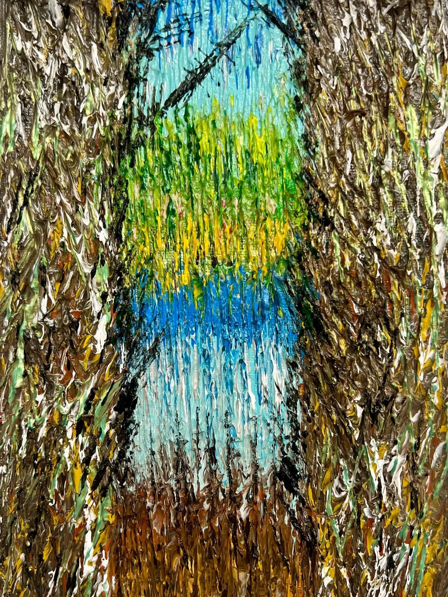 Glimpse of Cliff Pond, Acrylic on canvas, 6x8 🌳🌊🦆