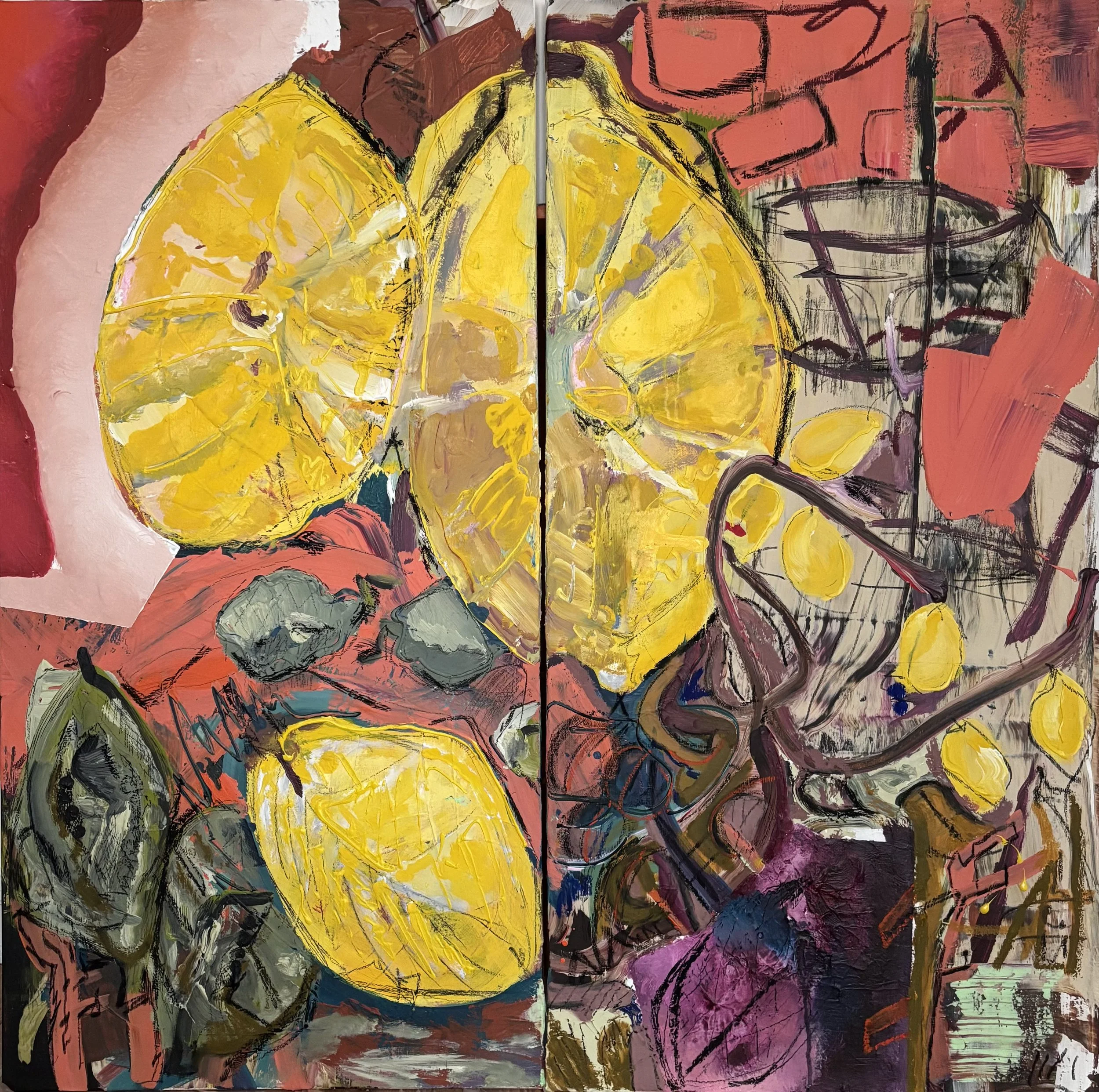 "Unleashed" , Mixed Media auf Leinwand, 120x120cm (Diptychon)