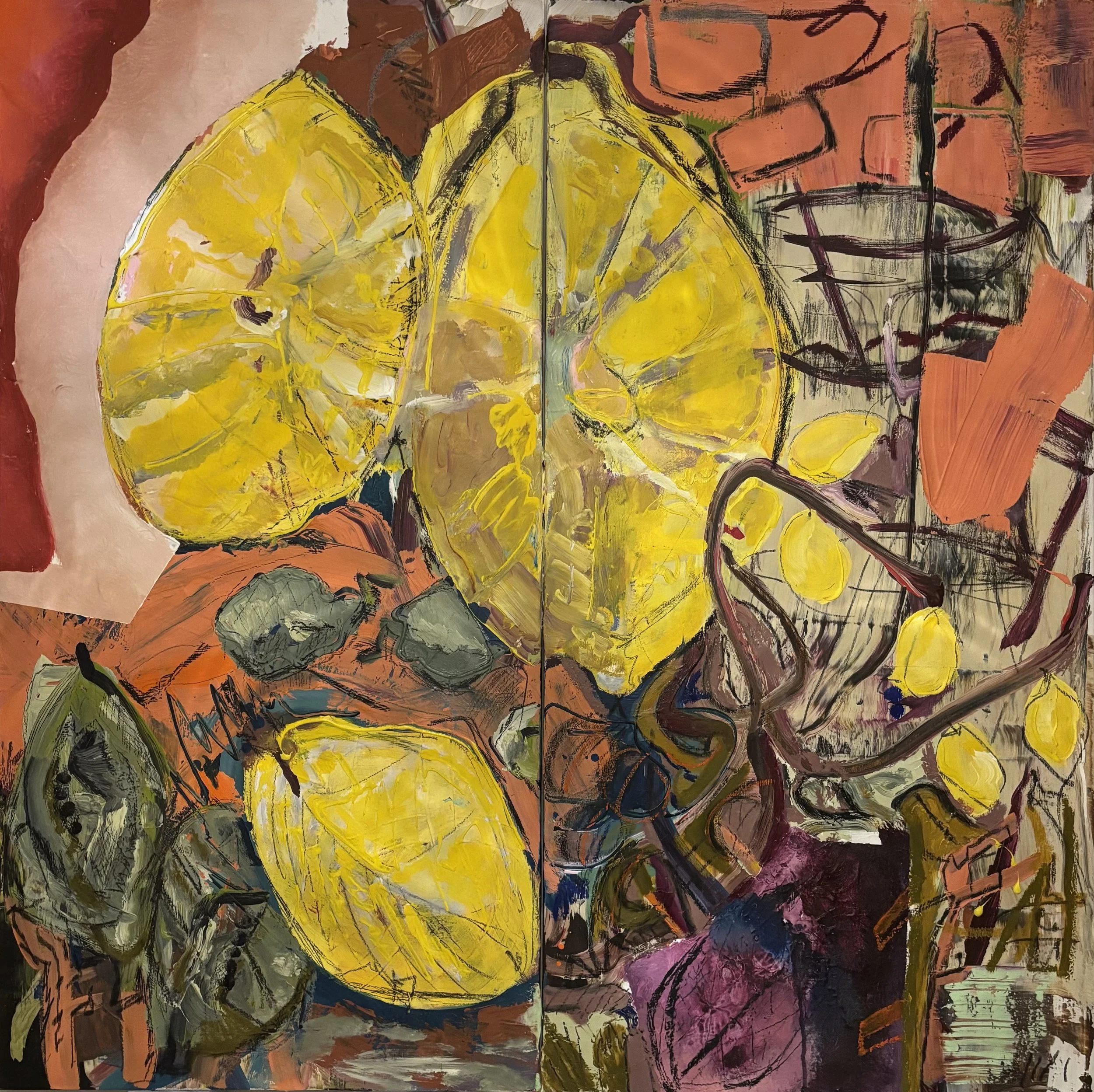 "Unleashed" , Mixed Media auf Leinwand, 120x120cm (Diptychon), verkauft