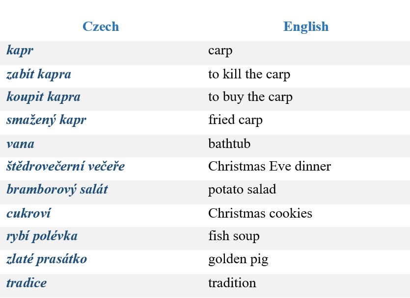 Czech Christmas useful vocabulary