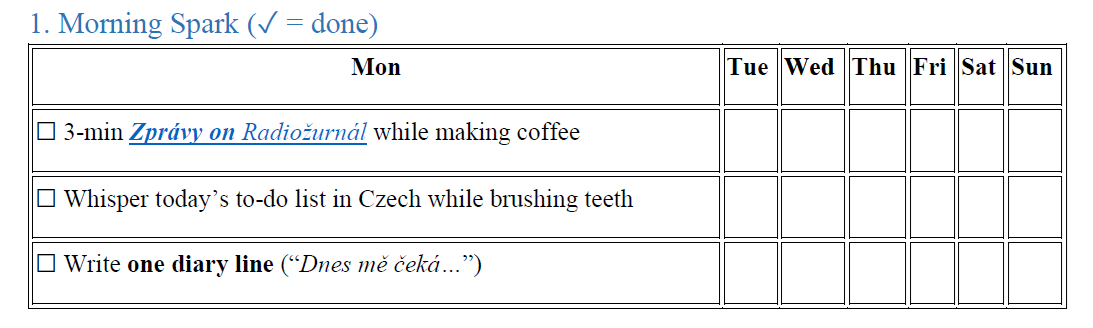 Czech morning study routine