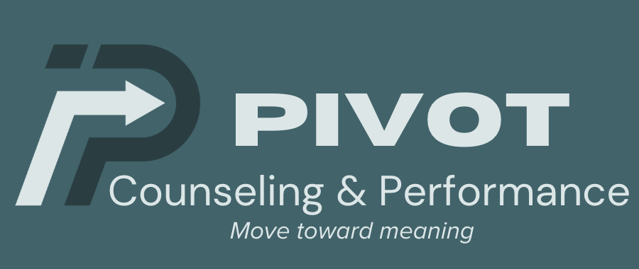Pivot Counseling & Performance logo with tagline 'Move toward meaning'