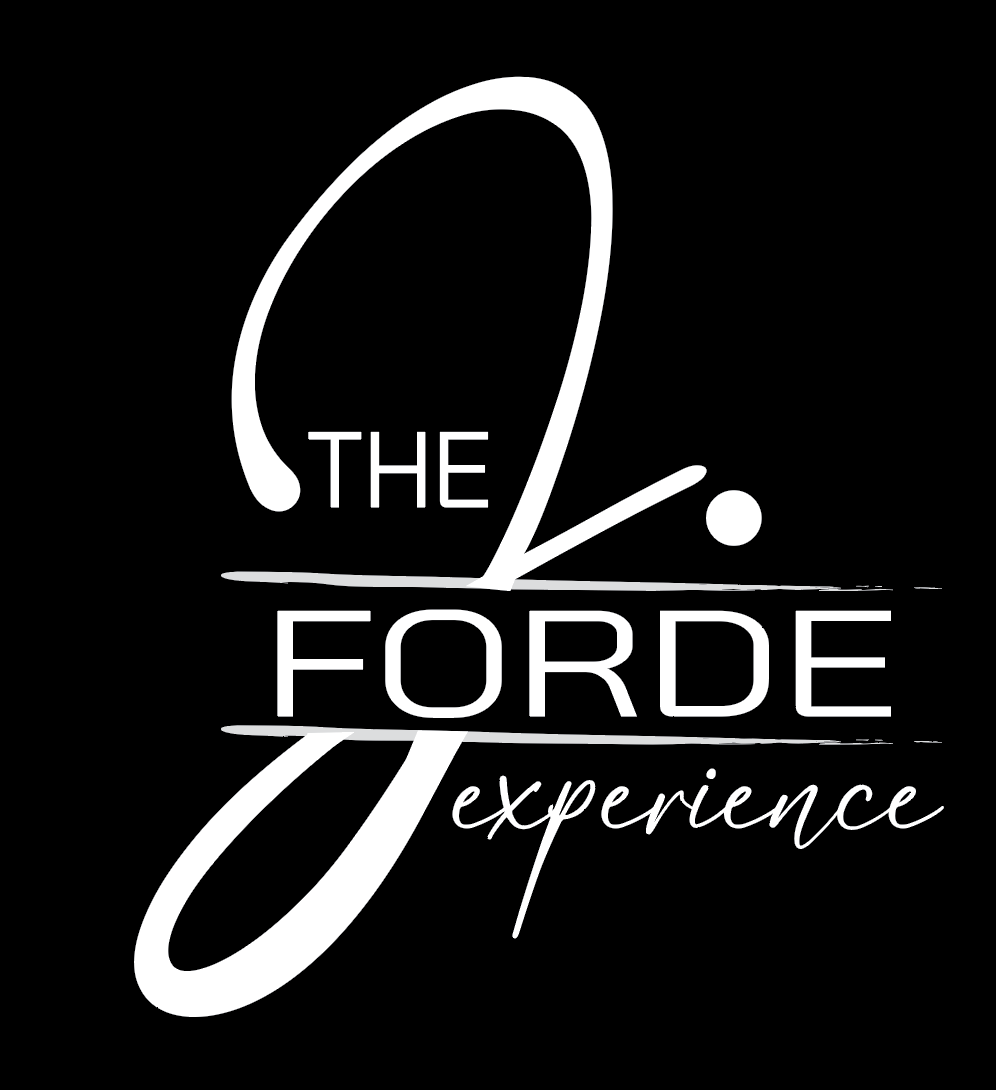 Logo that reads "The J. Forde Experience" in stylized white text on a black background.
