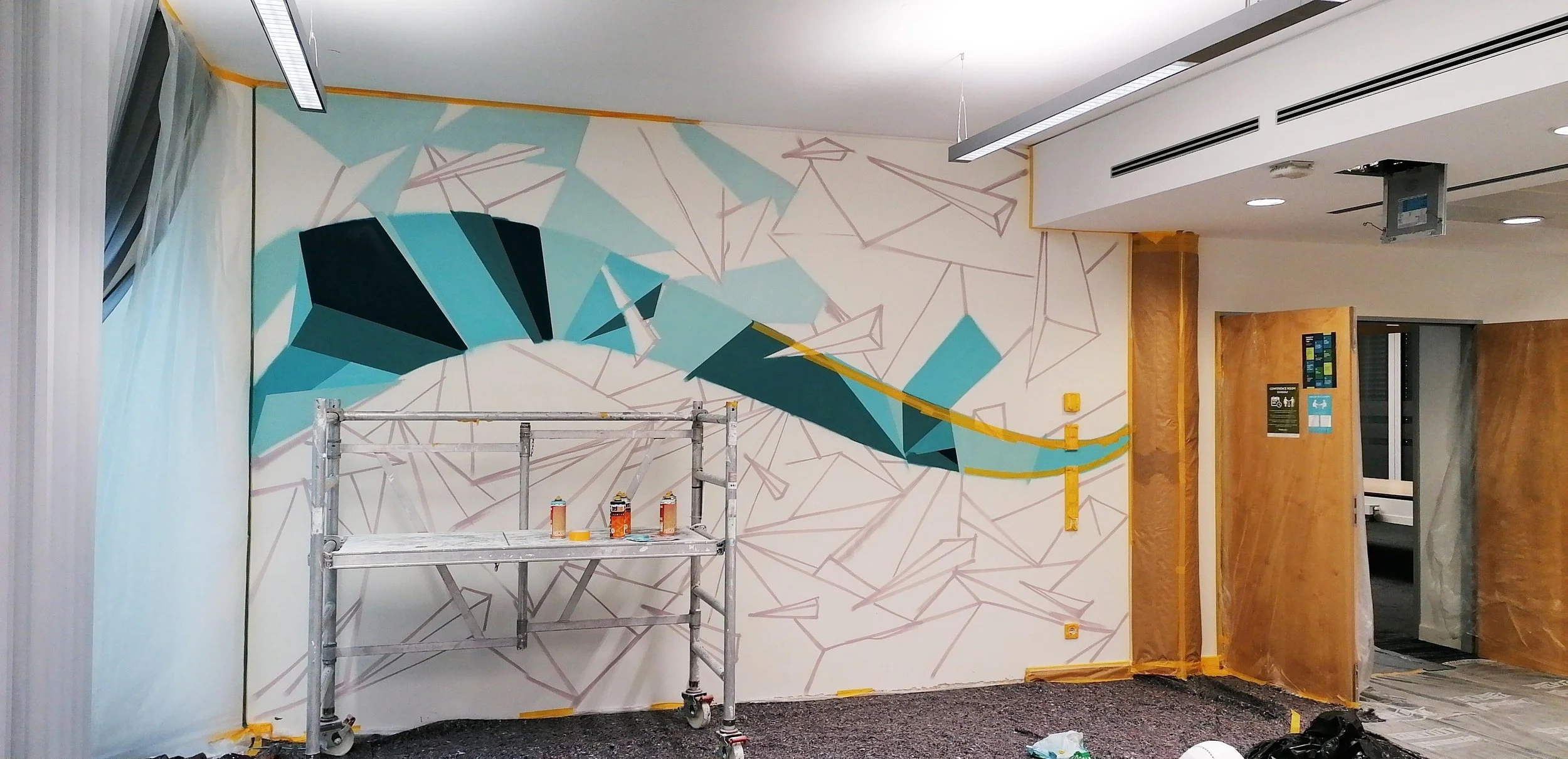 Übertragung der Skizze auf die Wand