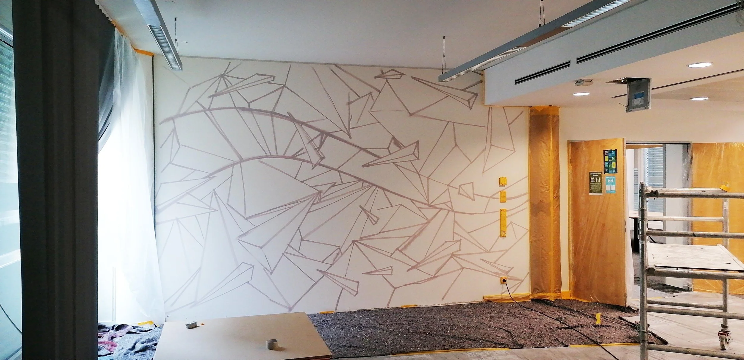 Übertragung der Skizze auf die Wand
