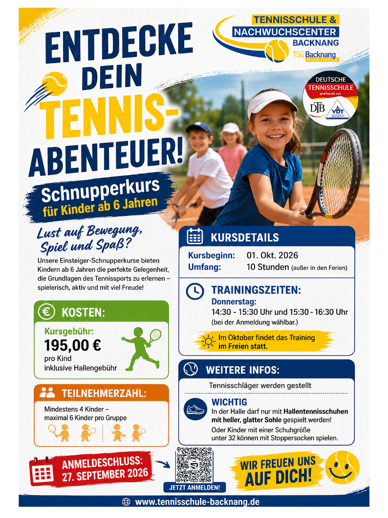 Schnupperkurse für Kinder ab 1. Oktober