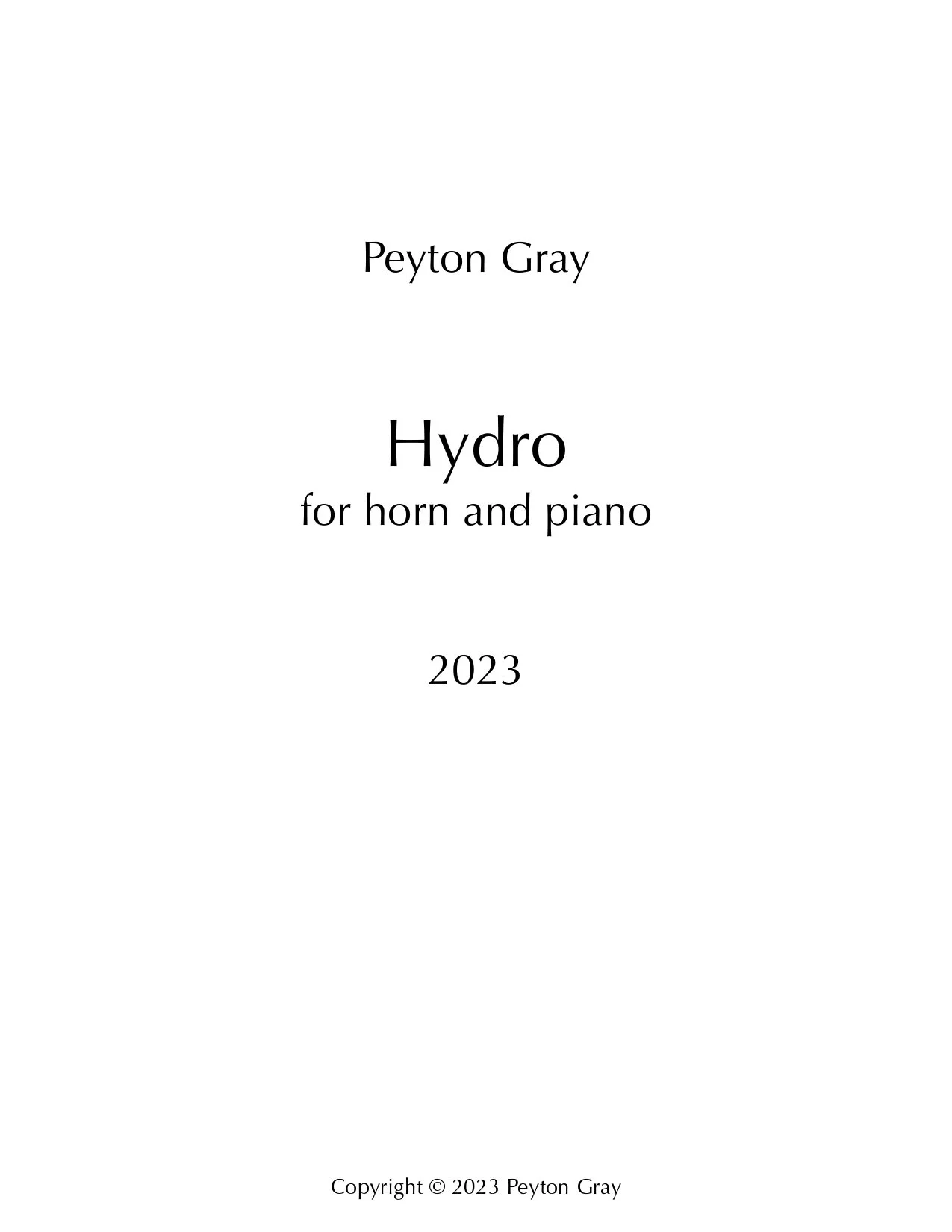 Hydro - Score and Solo Part