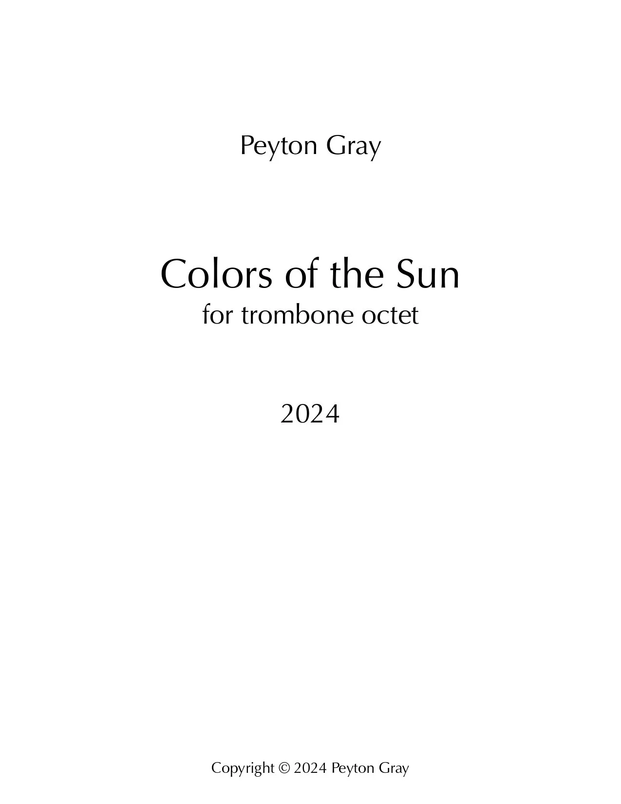 Colors of the Sun - Score and Parts