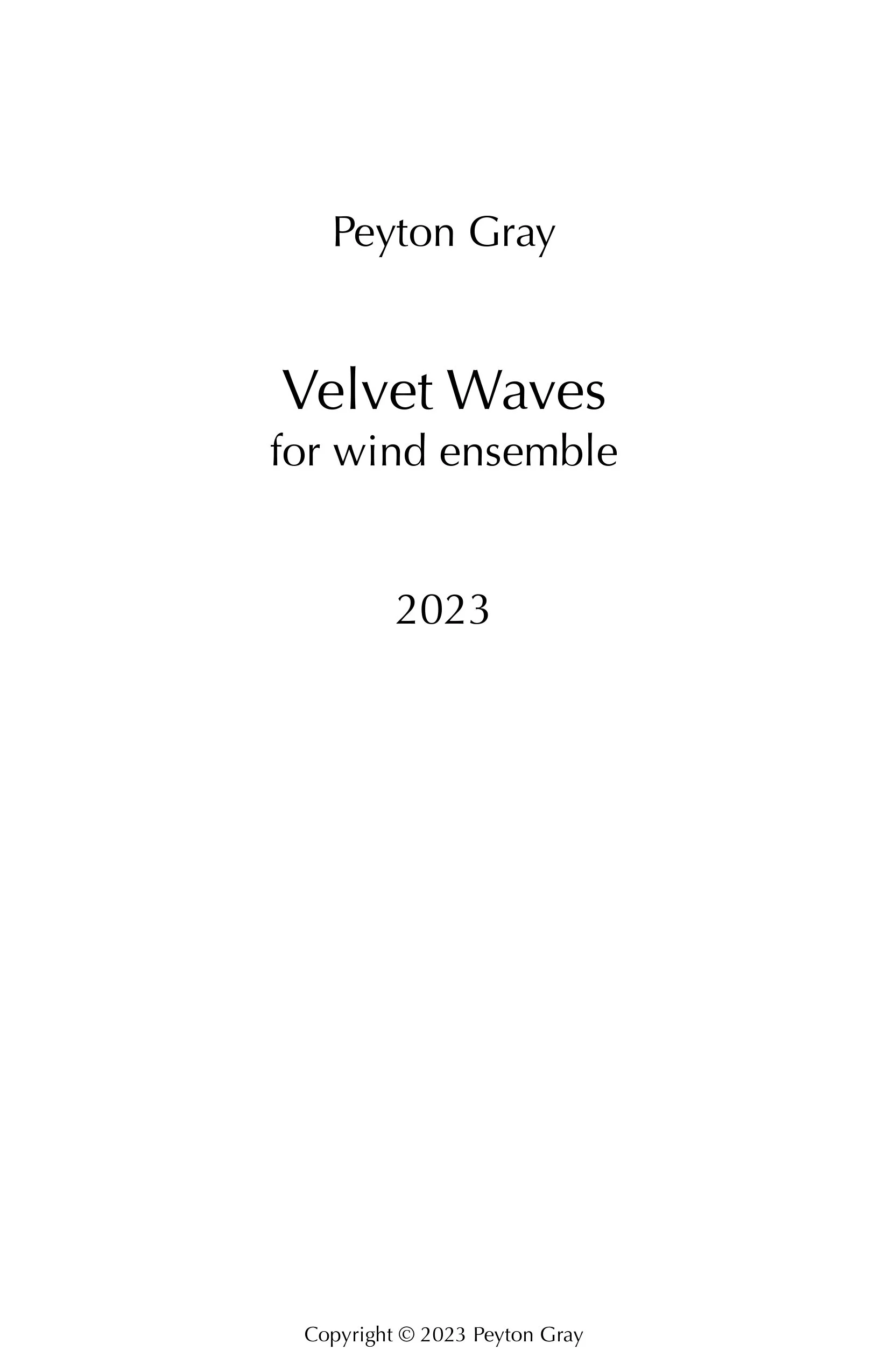 Velvet Waves - Score