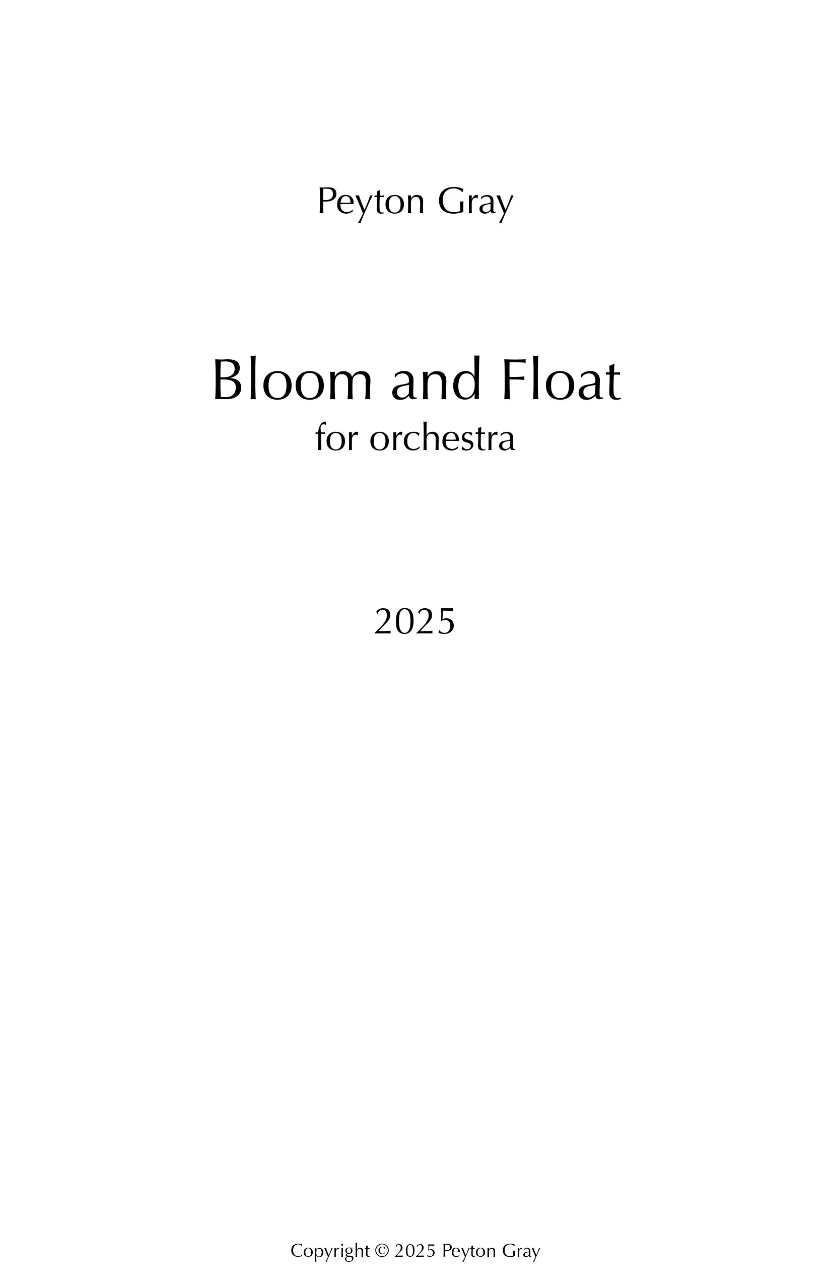 Bloom and Float - Score
