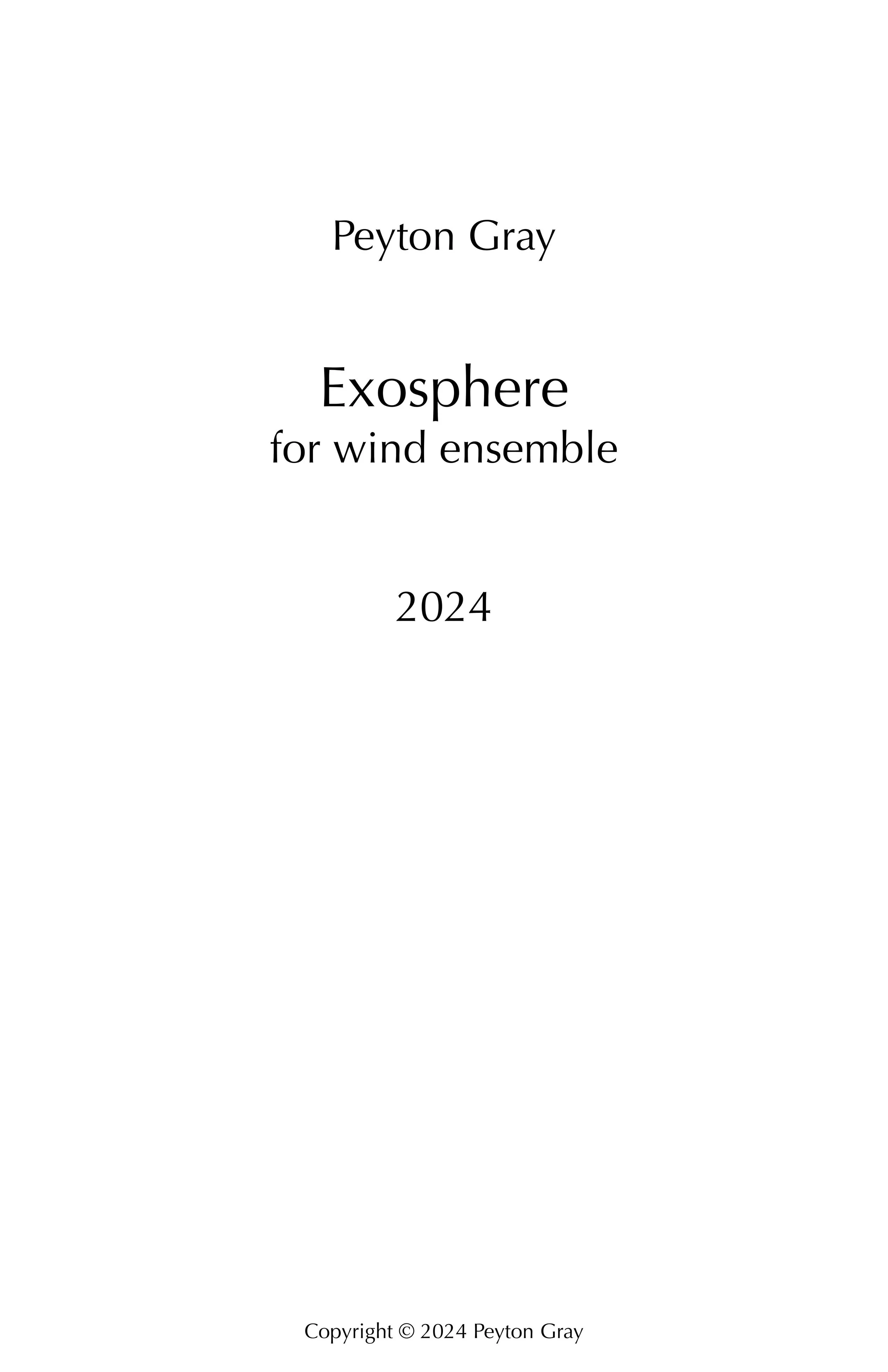 Exosphere (wind ensemble) - Score and Parts