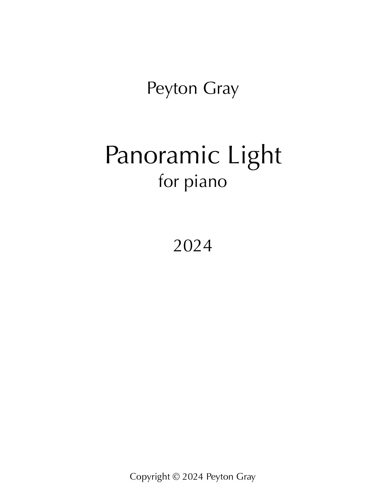 Panoramic Light - Score