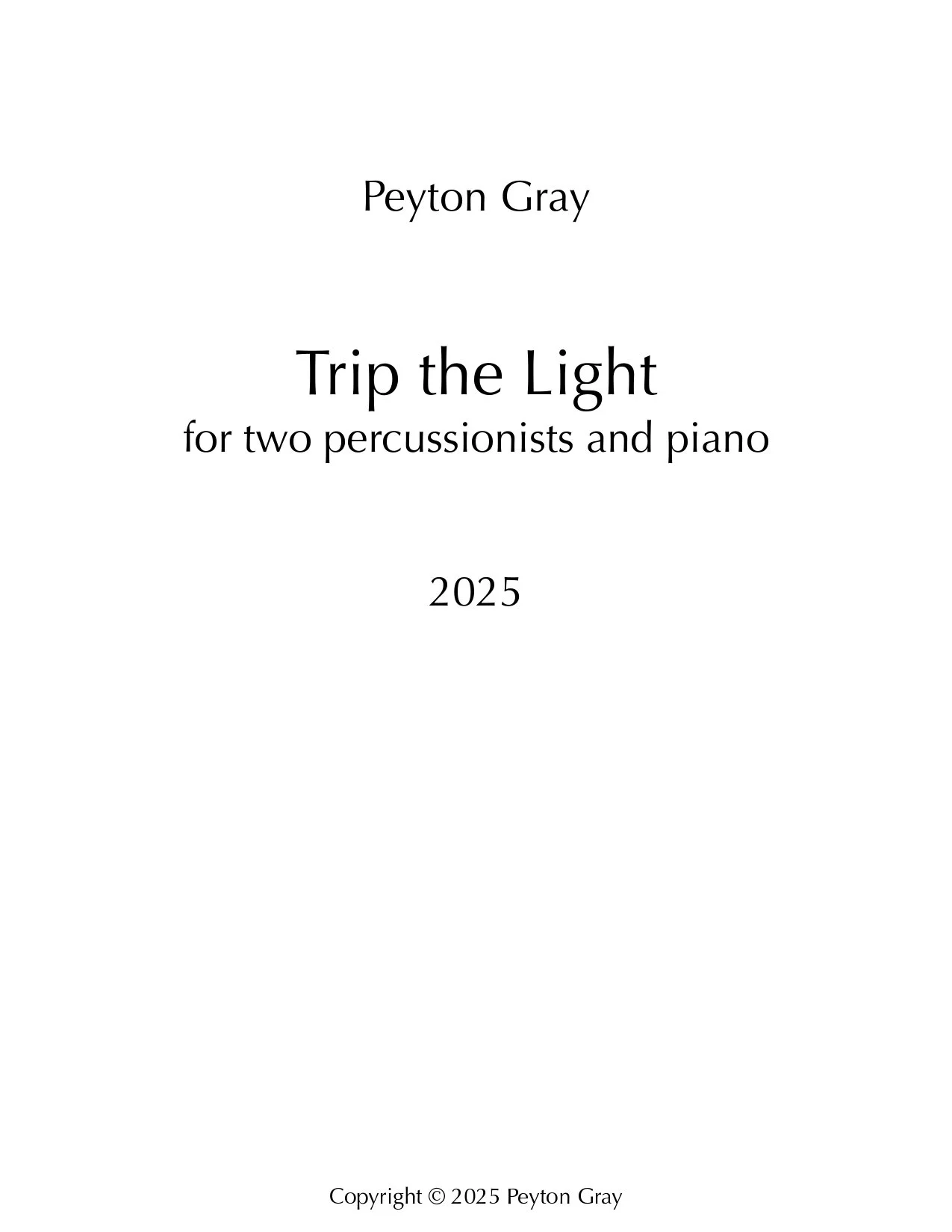 Trip the Light - Score and Parts