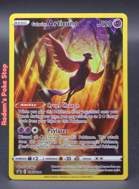 Galarian Articuno SWSH282 Crown Zenith Black Star Promo, presented by Pokémon TCG. 