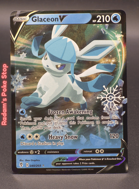 Stamped Glaceon V #040 Evolving Skies, Holiday Calendar 2023