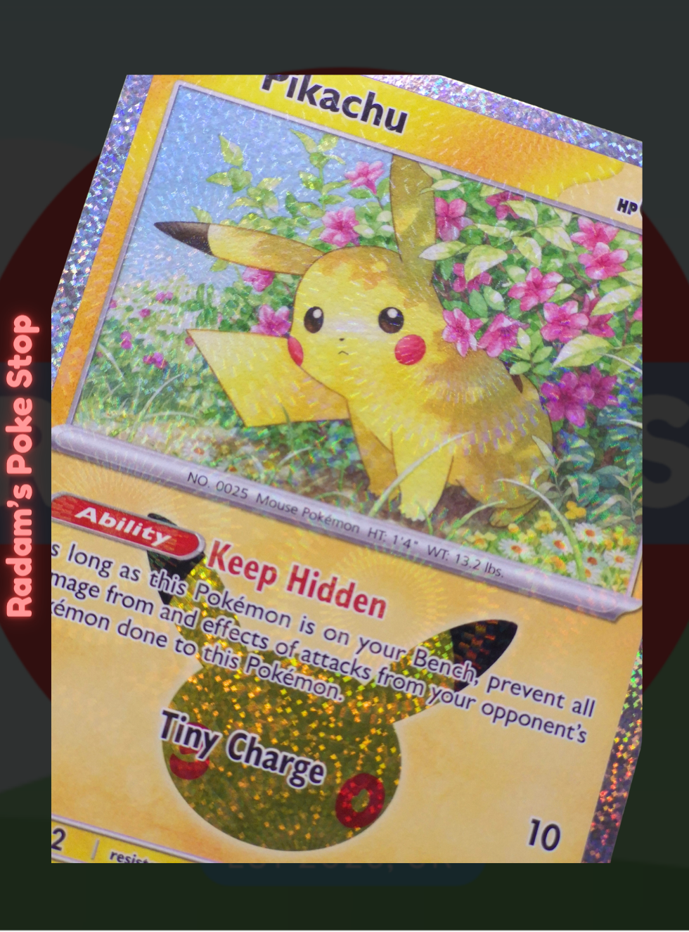 Pikachu 11/30 033/128, 30th Celebrations, Pikachu Rare Subset presented by Pokémon TCG. 