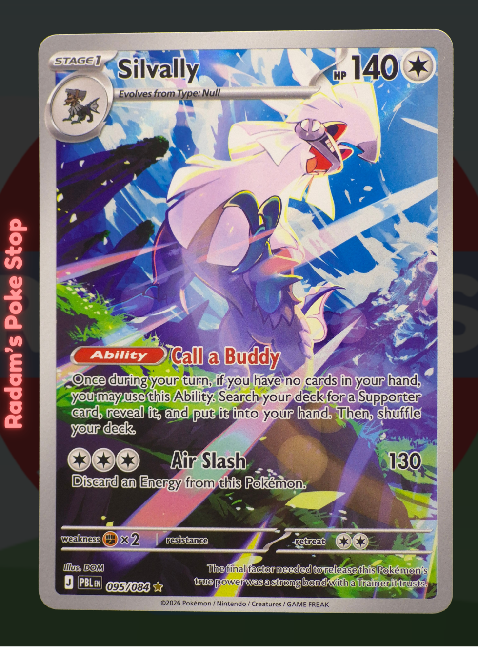 Silvally 095/084, Pitch Black, Illustration Rare, presented by Pokémon TCG. 