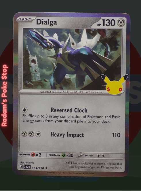 Dialga 103/128, 30th Celebrations, Holo Rare presented by Pokémon TCG. 
