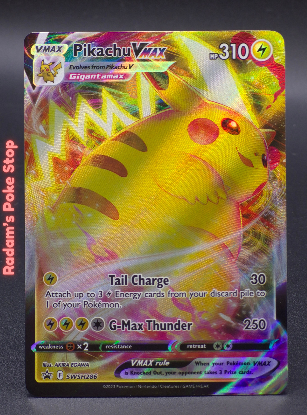 PIkachu Vmax SWSH286 Crown Zenith Black Star Promo, presented by Pokémon TCG. 