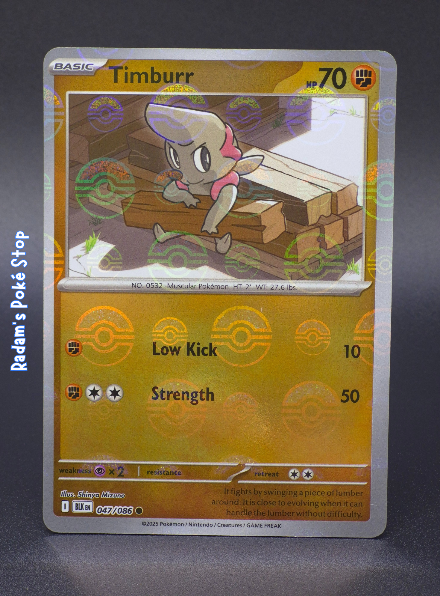 Timburr #47 Black Bolt Poké Ball