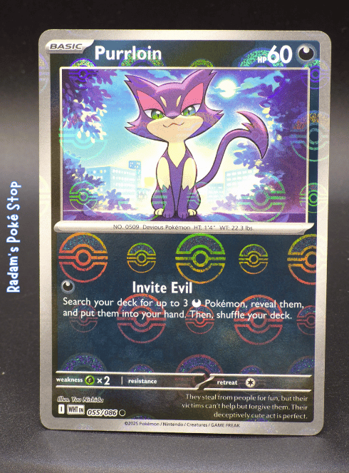 Purrloin #055 White Flare Poke Ball