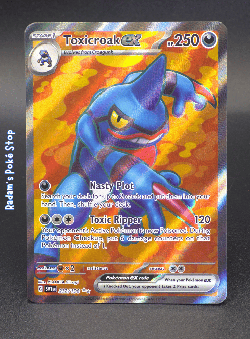 toxicroak ex pokemon card (131/198) (Pokemon League Stamp) variation to centering Pokemon TCG - Toxicroak ex
