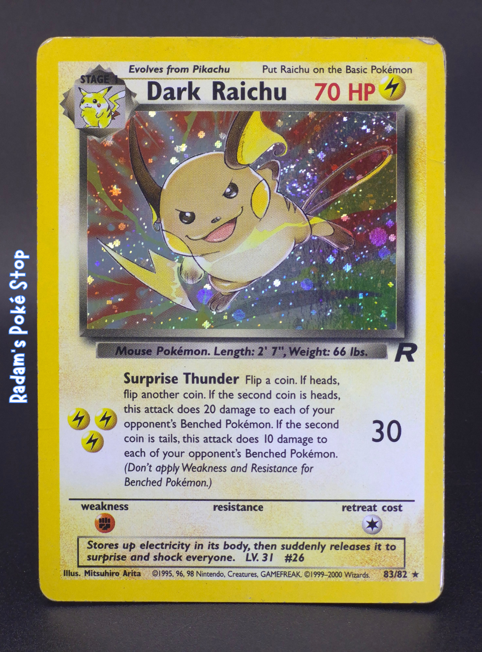 Dark Raichu w/Swirl #83 Holo Team Rocket Secret Rare