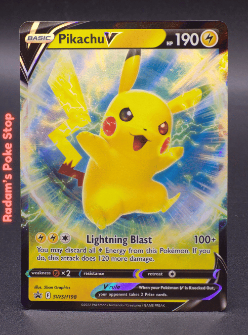 Pikachu V SWSH198, Black Star Promo, presented by Pokémon TCG. 