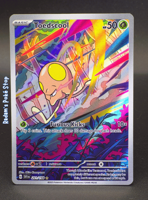 toedscool pokemon card - 017/142 - Stellar Crown RarityCommon Hit Points50 HP Grass Clinging Spore Attach a Basic [G] Energy from your hand to 1 of your Benched Pokémon. Toedscool S 206/190 Shiny Treasure