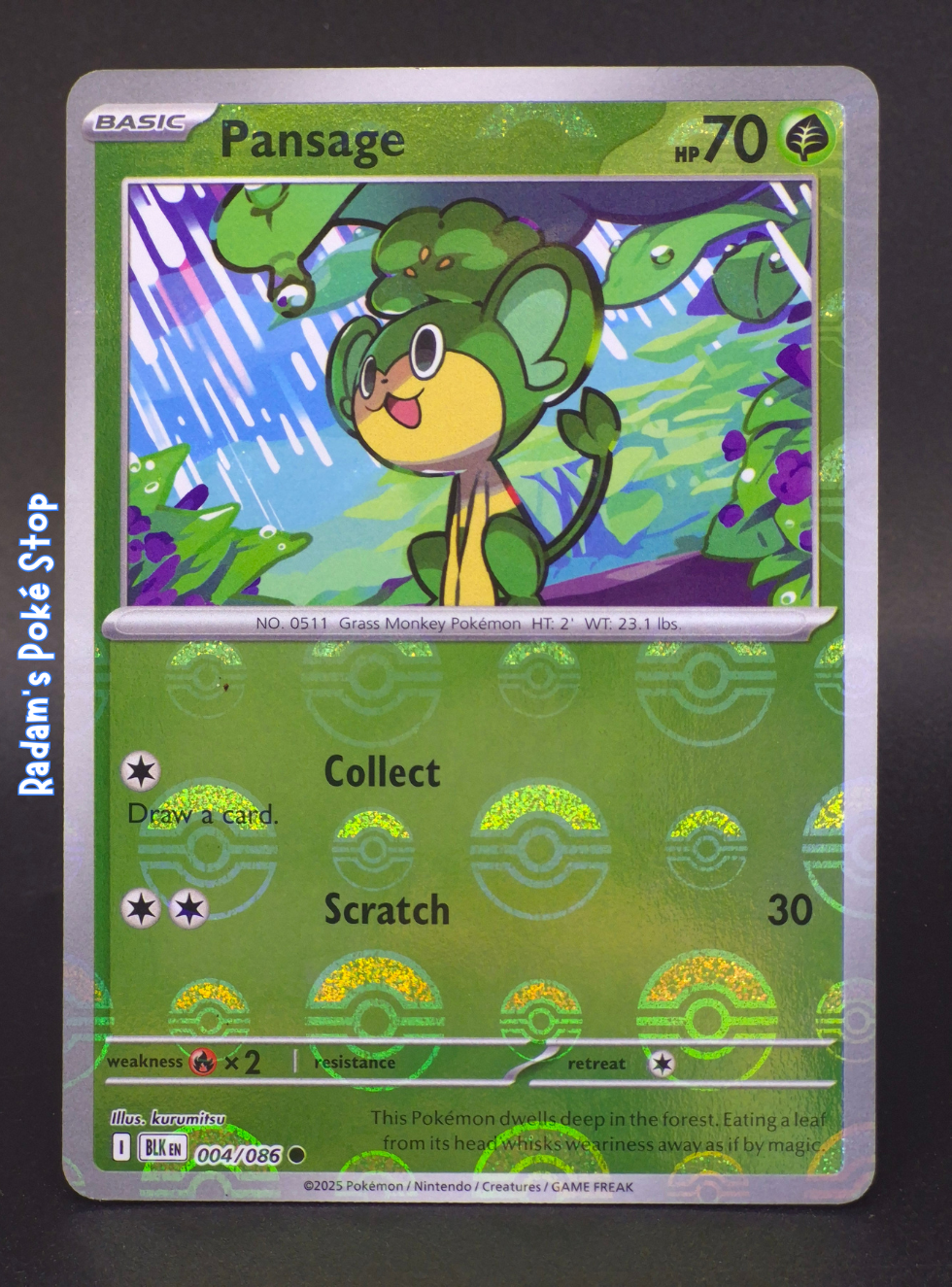 Pansage #004 Black Bolt Poke Ball