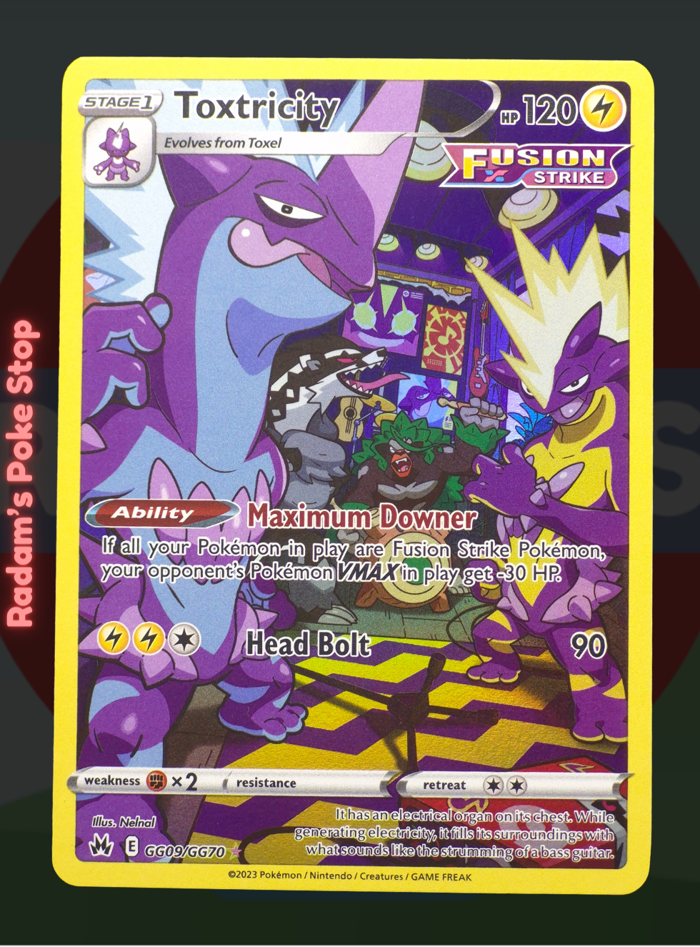 Toxtricity GG09/GG70, Crown Zenith, Galarian Gallery Rare, presented by Pokémon TCG. 