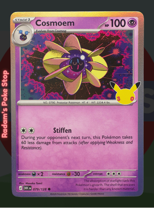 Cosmoem 079/128, 30th Celebrations, Holo Common presented by Pokémon TCG. 