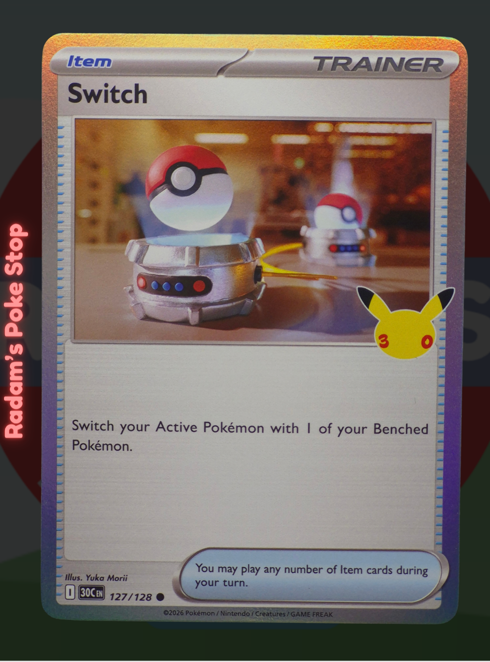 Switch 127/128, 30th Celebrations, Holo Common presented by Pokémon TCG. 