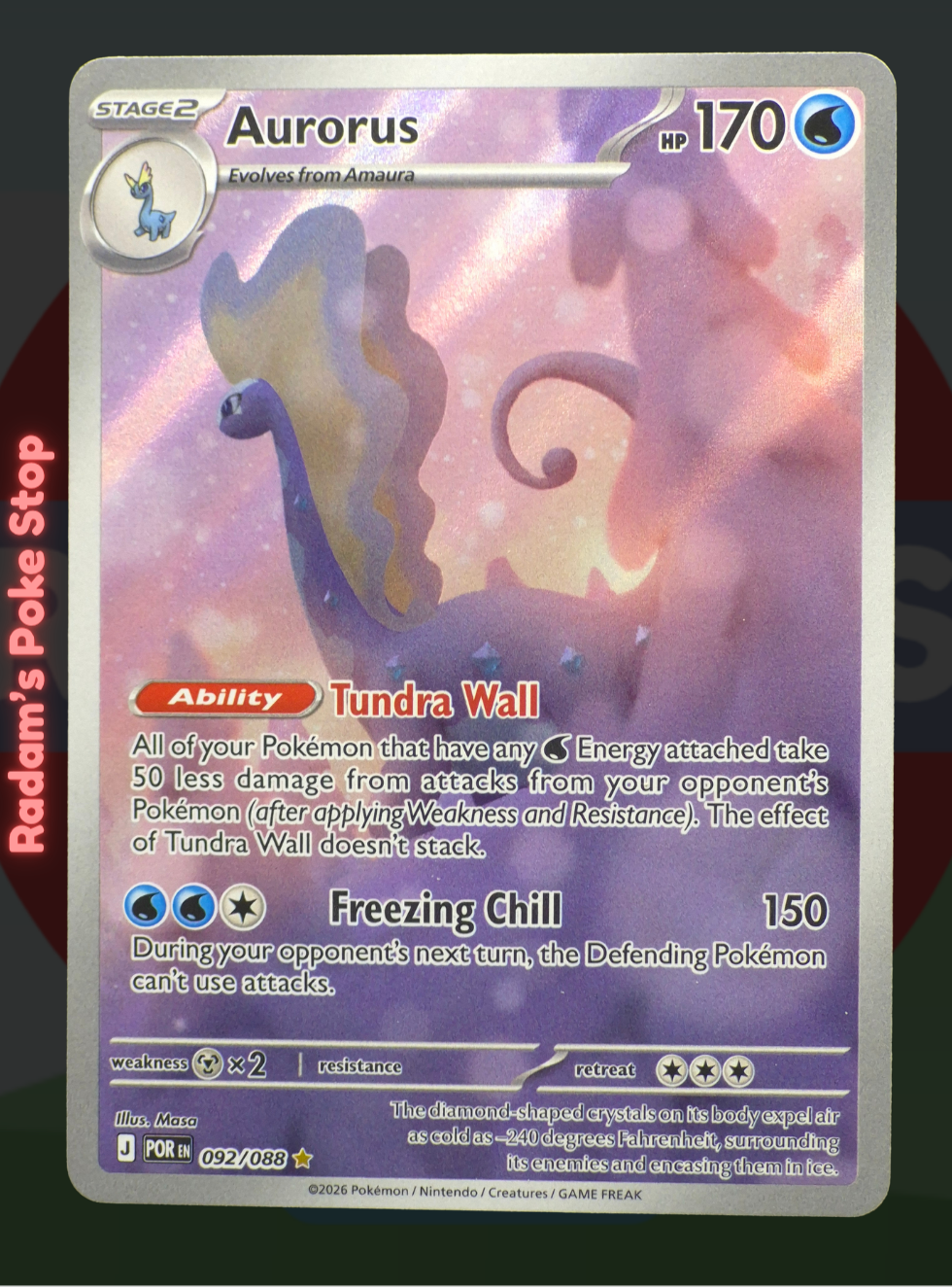 Aurorus 092/088, Perfect Order, Illustration Rare, presented by Pokémon TCG. 