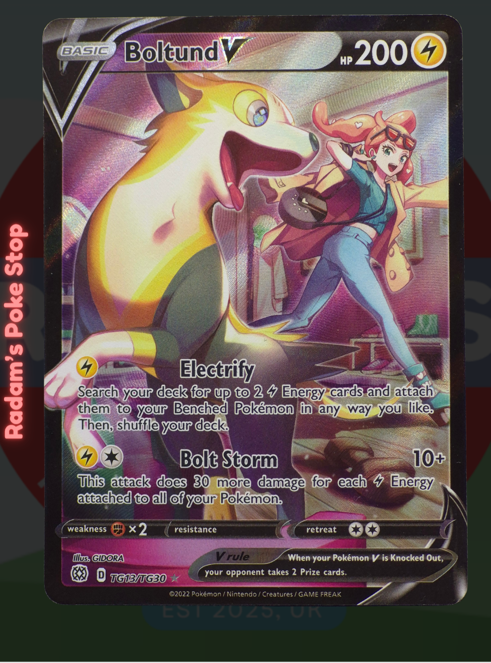 Boltund V TG13/TG30  Brilliant Stars, Trainer Gallery Rare presented by Pokémon TCG. 