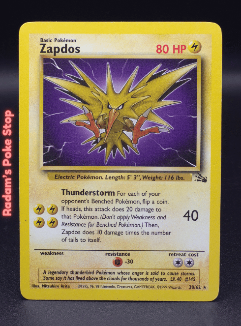 Zapdos #30 Fossil Vintage Non-Holo Rare