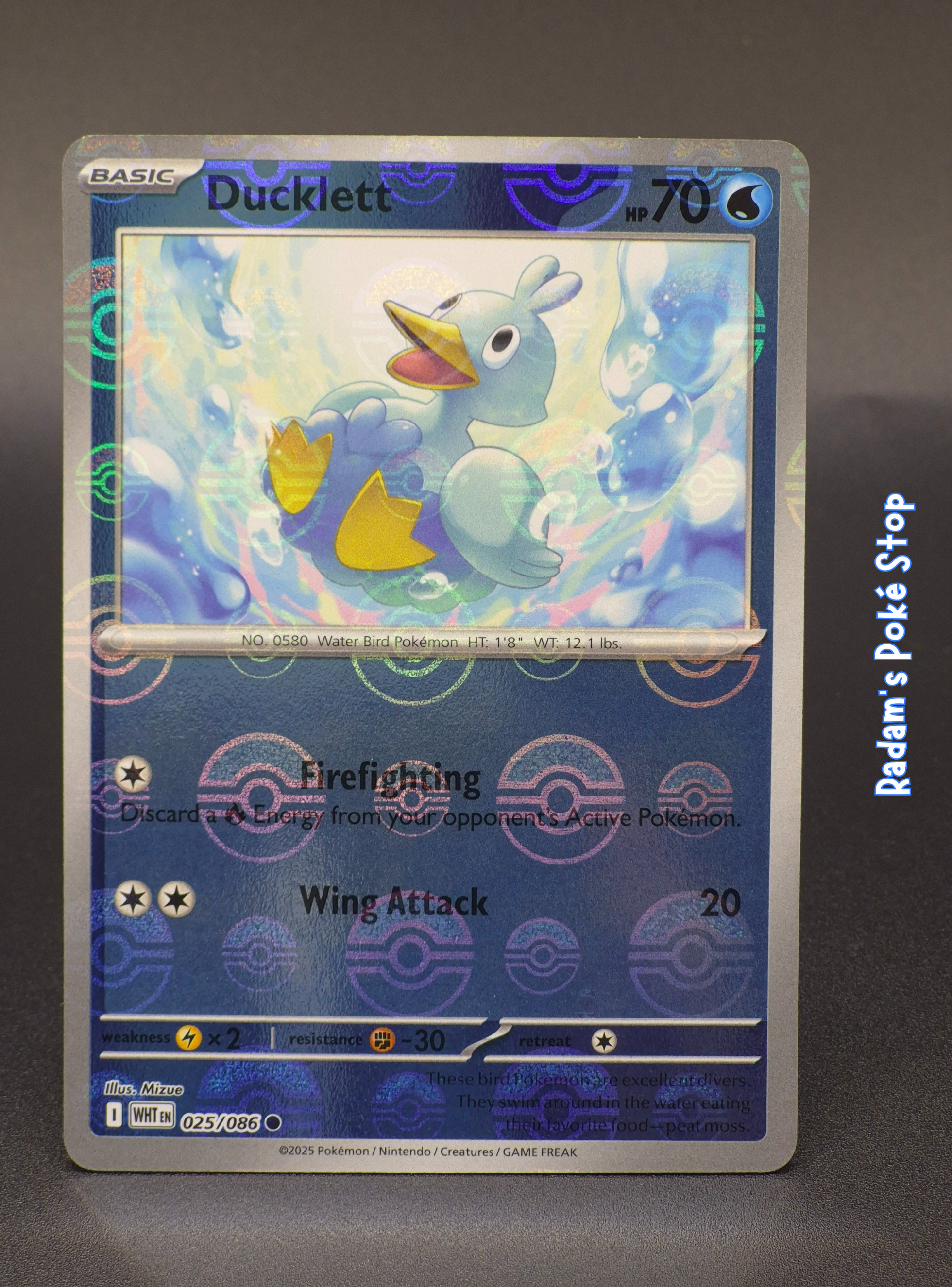 Ducklett #25 White Flare Poke Ball