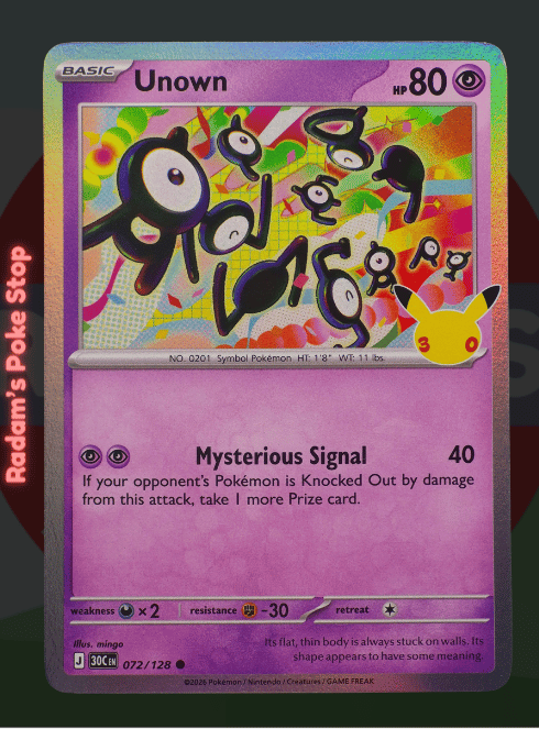 Unown #072 30th Celebrations 30C