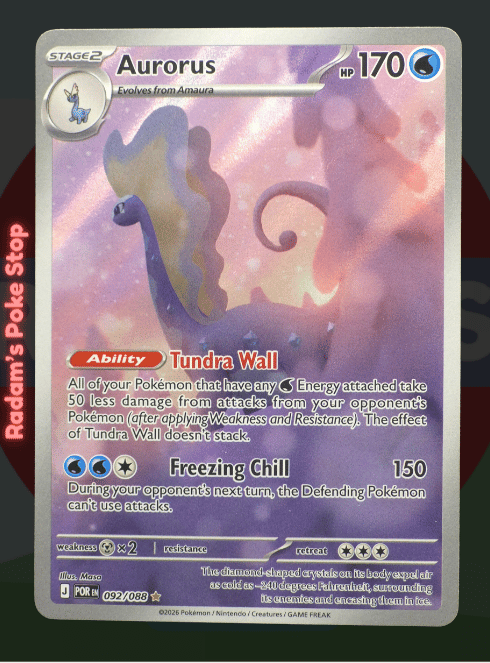 Aurorus 092/088, Perfect Order, Illustration Rare, presented by Pokémon TCG. 
