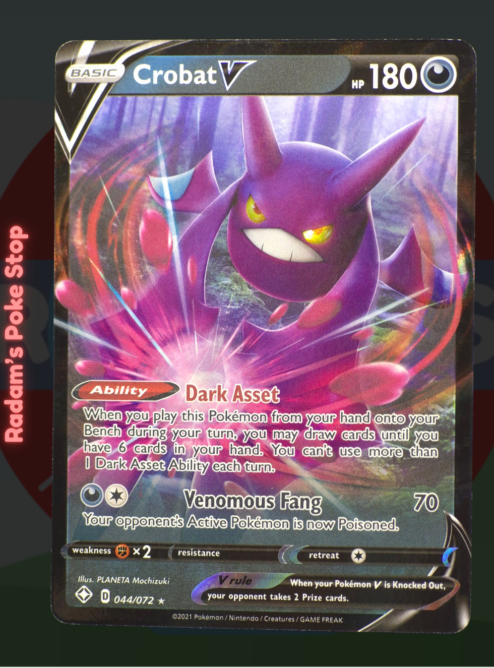 Crobat V 044/72, Shining Fates, Ultra Rare presented by Pokémon TCG. 