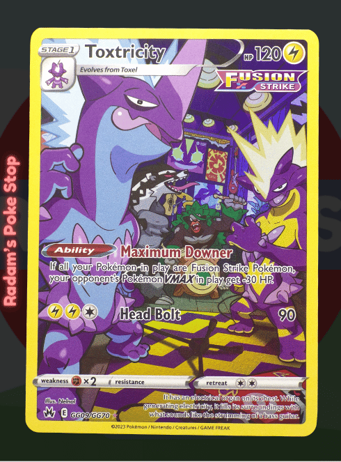Toxtricity GG09/GG70, Crown Zenith, Galarian Gallery Rare, presented by Pokémon TCG. 