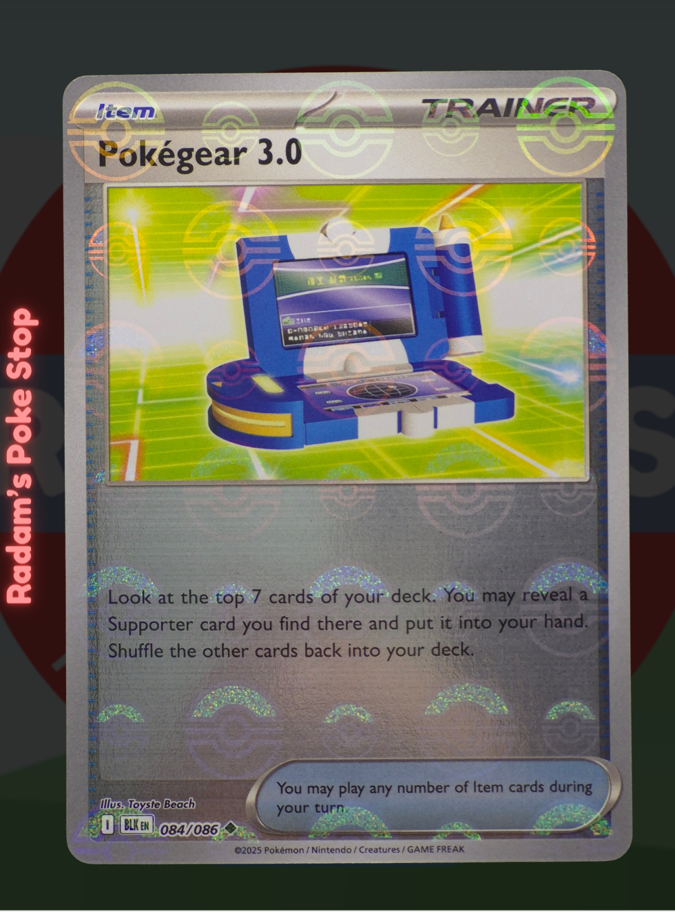 Pokegear 3.0 084/086, Black Bolt, Poke Ball Holo presented by Pokémon TCG. 