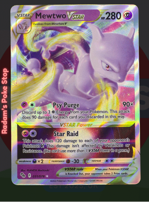 Mewtwo Vstar 031/078 Pokemon Go, Ultra Rare presented by Pokémon TCG. 