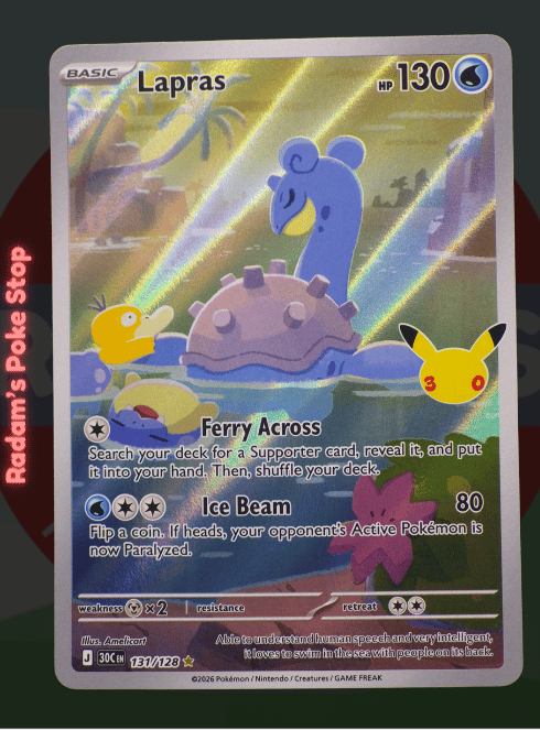 Lapras 131/128, 30th Celebrations, Illustration rare presented by Pokémon TCG. 